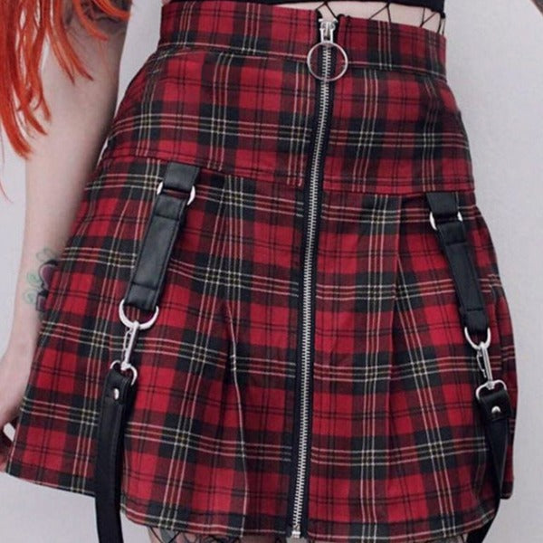 Plaid Zipper Skirt