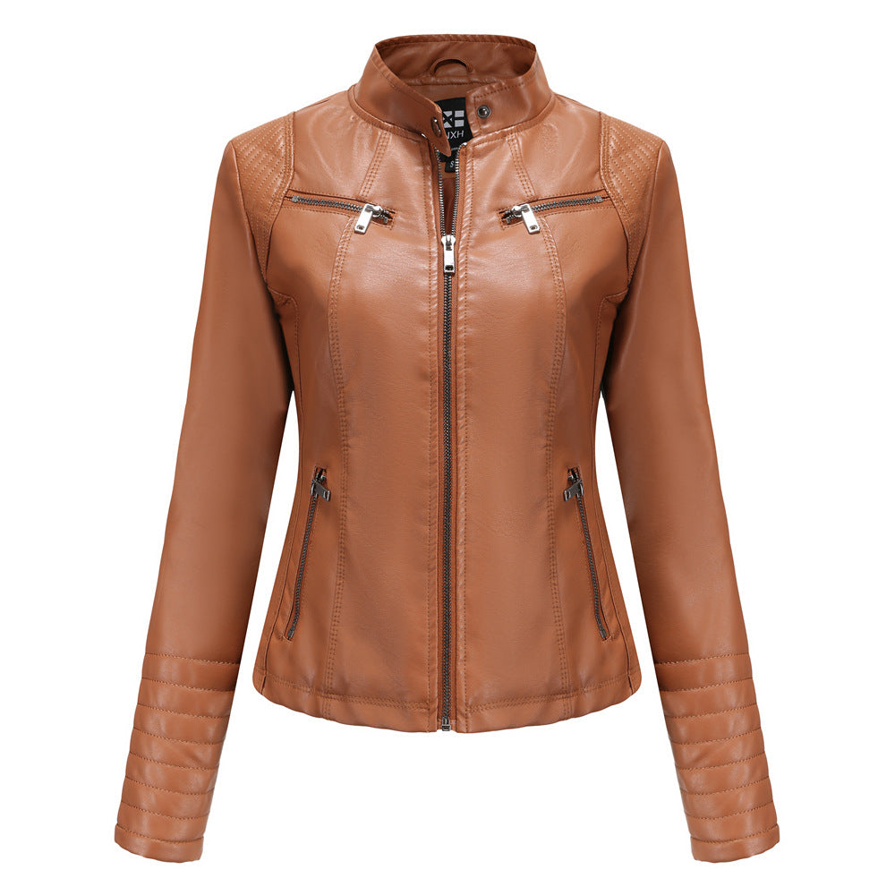Motorcycle Leather Coat  Women Jacket